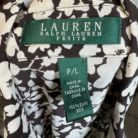 Lauren Ralph Lauren Floral Silk Ruffle Blouse Size L Pet Classic Preppy Y2k - Picture 7 of 7